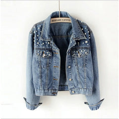 Beaded Pearl Denim Jacket