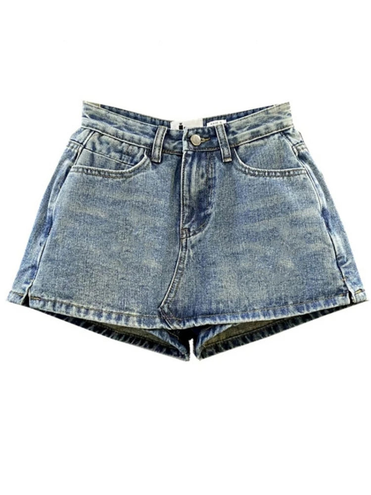 High-Waist Denim Mini Skirt