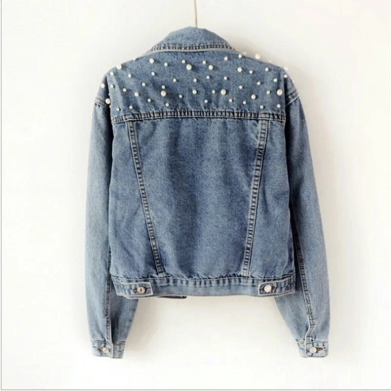 Beaded Pearl Denim Jacket