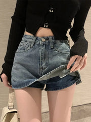 High-Waist Denim Mini Skirt